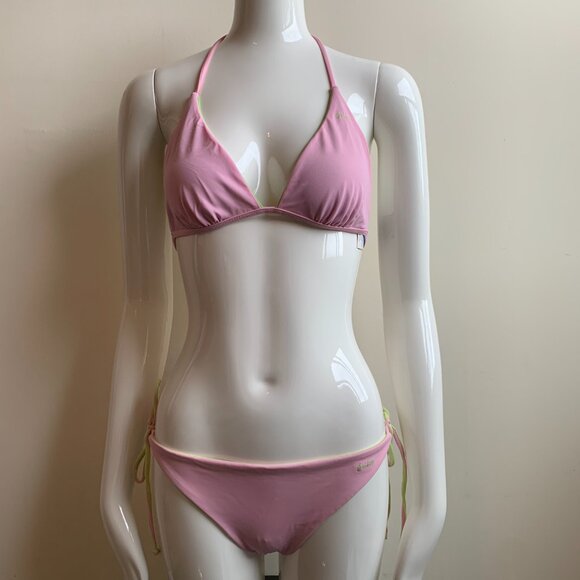 Guess lime & light pink solid reversible bikini - Picture 4 of 10